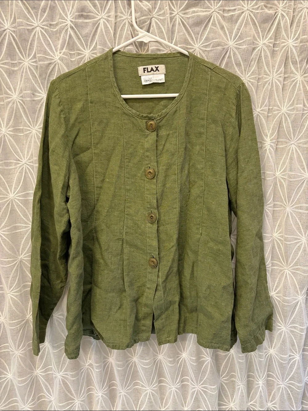 Flax Olive Button-Front Linen Button Down